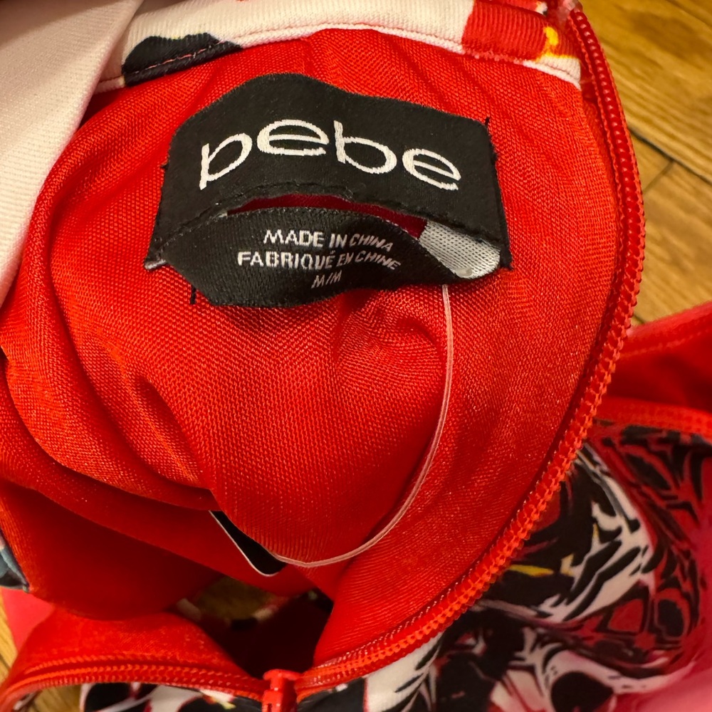 bebe - NWT Red and Blue, Multicolored, Patterned Mini Dress - Picture 6 of 7